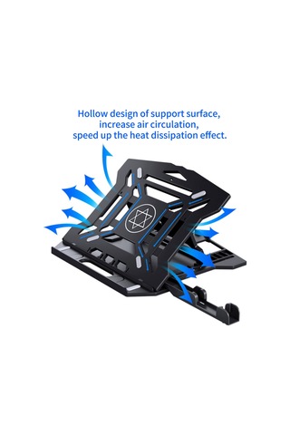Kosona Laptop Ve Telefon Tutucu İle 8 Seviye Ayarı, Soğutma Ve Yüksekliği Artıran Plastik Çevirilebilir Kollu Siyah Stand