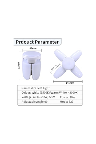 Fan Şekli Led Ampul E27 Led Lamba Katlanabilir 220 V 110 V 40 Led Ampuller Ev Tavan Lambası Depo Garaj Işık Sıcak Beyaz Sıcak