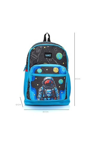 Wia Erkek Çocuk Astronot Desenli 3'lü Okul Çanta Seti Siyah