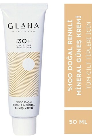 Glana Cosmetics Doğal Renkli Mineral Güneş Kremi SPF30+ 50 ML