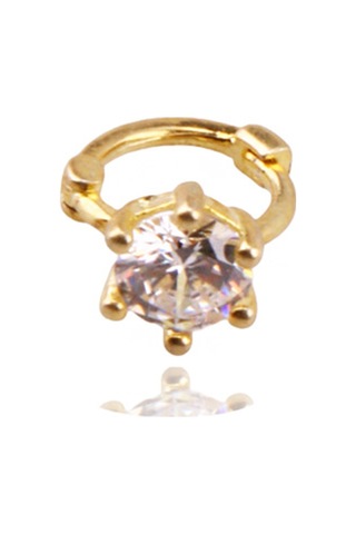 Liu S 26 Halka Gümüş Piercing 925 Ayar, Altın Kaplama, Zirkon Taşlı Ms3841 Altın