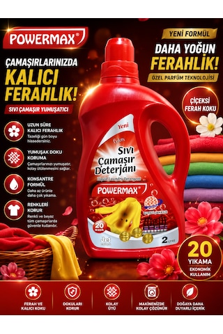 Powermax Sıvı Çamaşır Deterjanı 3'lü Set Beyazlar + Renkliler + Siyahlar 2 L X 3