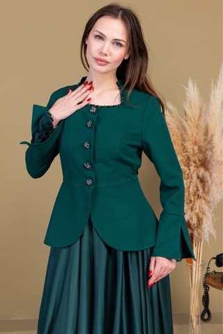 Kare Yaka İşlemeli İkili Takım 4718-zümrüt Yeşili Zümrüt Yeşili