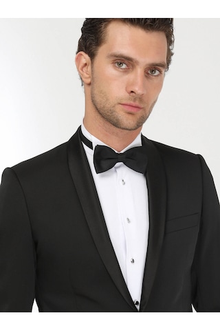 Kip Siyah Desenli Slim Fit Şal Yaka Dokuma Smokin Takım Elbise Çok Renkli