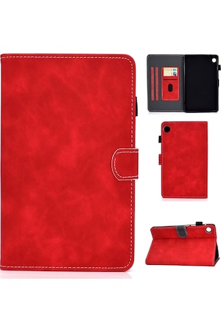 Samsung Galaxy Uyumlu Tab A9 Cowhide Doku Yatay Flip Deri Tablet Kılıfı