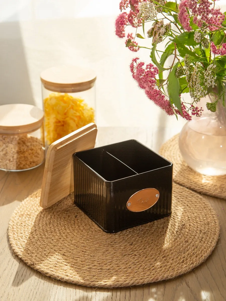 Agness Siyah Altın 800 Ml Metal Kapaklı Çay Kavanozu 167236299