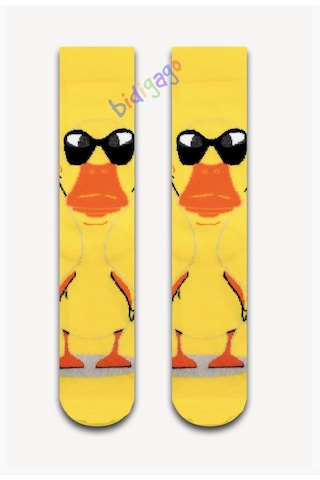 Havalı Ördek - Cool Duck Sarı Kolej Çorap Çok Renkli