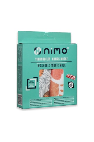 Nimo Desenli Yıkanabilir Kumaş Çocuk Maskesi 2'li