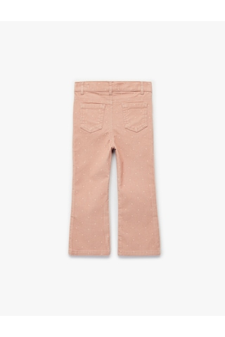 Koton Puantiye Detaylı Cepli Pamuklu İspanyol Paça Pantolon Pembe Desenli 6wmg40001aw Pembe Desenli