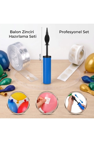 Bakgelal Balon Süsleme Seti - Balon Pompası, Balon Zinciri Ve Şeffaf Balon Bandı Profesyonel Parti Hazırlama Seti - 9001739262579 10+