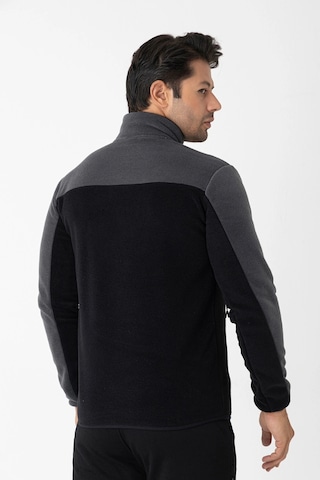 Crozwise Erkek Tam Fermuarlı Polar Sweat Siyah 6051-10 SiYAH