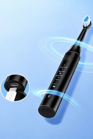 Auhma Amf13 Siyah Elektrikli Diş Fırçası Şarjlı 5 Mod Ipx7 Su Geçirmez 4 Başlıklı Yumuşak