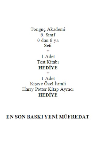 Tonguç Akademi 6. Sınıf 0 dan 6 ya Seti En Son Baskı Yeni + Test Kitabı Hediye + Kişiye Özel İsimli Ahşap Harry Potter Kitap Ayracı Hediye
