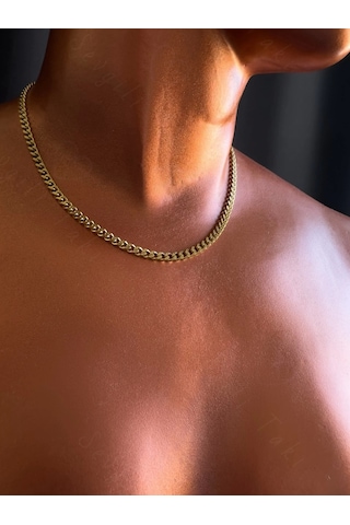 Sevgili Takı İnce Gurmet Model Gold Choker Çelik Zincir Kolye-choker Serisi Gold