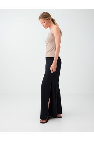 Jimmy Key Jimmy Key Siyah Beli Lastikli Yırtmaç Detaylı Örme Pantolon 6sw187628900