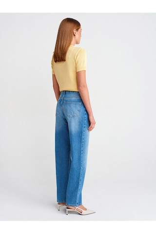 Dilvin 71780 Yeni Kesim Denim Mom Pantolon Mavi