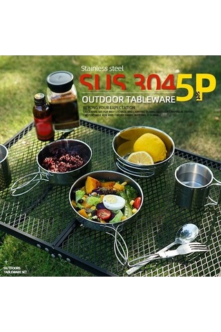 Ulzyvf Tava Taşınabilir Takımı, 5yl Gümüş Dış Çelik Bardak, Piknik Sofra Seti Gümüş