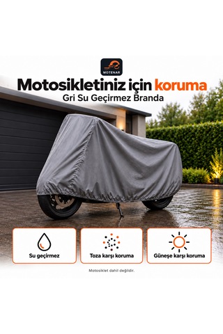 Motenar Motosiklet Brandası Kalın Su Geçirmez Gri