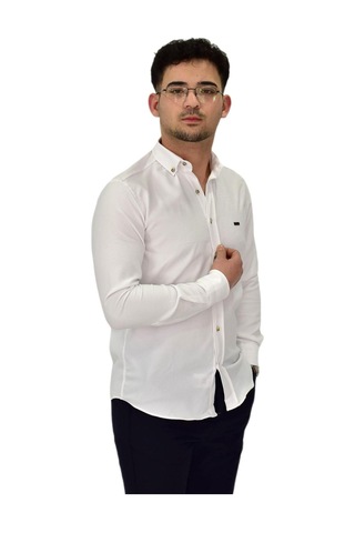 Erkek Likralı Spor Silim Fit Gömlek Bgl-st04327 Beyaz