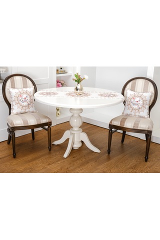 Finezza Frame Baskılı Kumaş Kreme Çiçekli  Kırlent Kılıfı 45x45  İkili - 1433