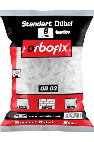 Plastik Dübel Beyaz 8mm 100 Adet