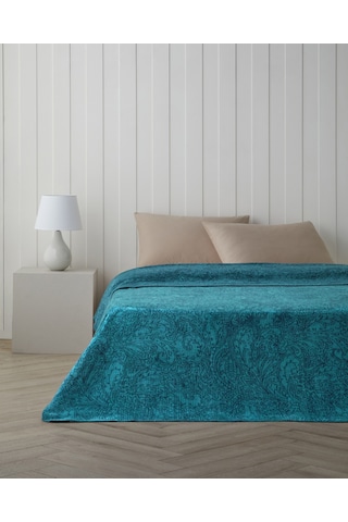 English Home Paisley Dream Pamuklu Çift Kişilik Battaniye 200x220 Cm Koyu Yeşil Koyu Yeşil