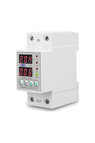 TOMZN Voltaj ve Akım Koruma Rölesi Yüksek Alçak Gerilim Yıldırım Koruyucu Monofaz 40A Elktrk Bekçisi