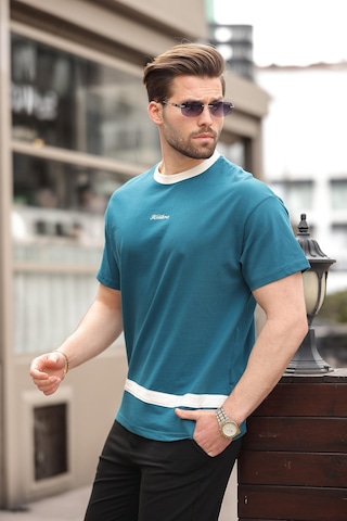Madmext Petrol Mavisi Baskılı %100 Pamuklu Erkek T-shirt E7135 Petrol Mavisi