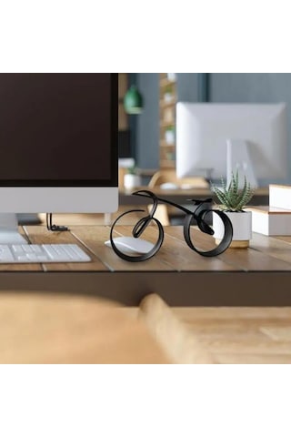 Cajuart Ahşap Dekoratif Minyatür Çizgisel Bisiklet Masa Raf Dekoru Süs Hediye