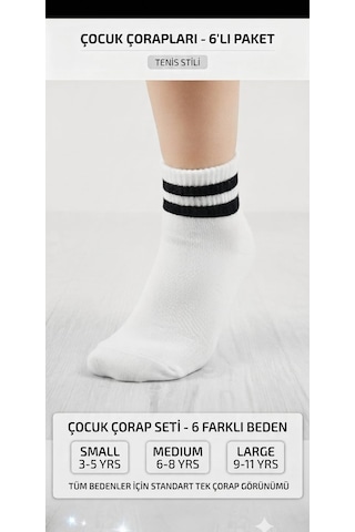 Km Collections 6'lı Çocuk Tenis Çorabı Beyaz Km Collections 6'lı Çocuk Tenis Çorabı Beyaz