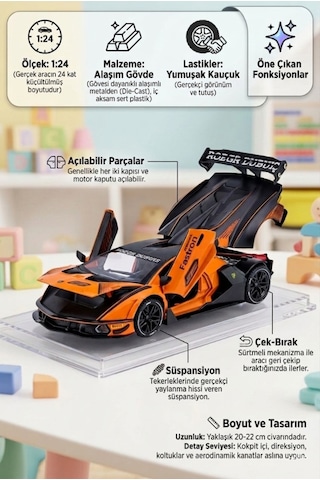 Hobiez World Orjinal 1 : 24 Lisanslı Çek-Bıraklı Metal Lamborghini Essenza SCV12 Model Araba