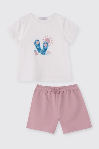 Panço Kız Bebek Şort Tişört 2'li Pembe Alt Üst Takım 2611gb17023