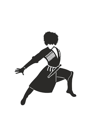 Kafkas Çerkes Dansçı Folyo Kesim Etiket Siyah-sağ 15 Cm