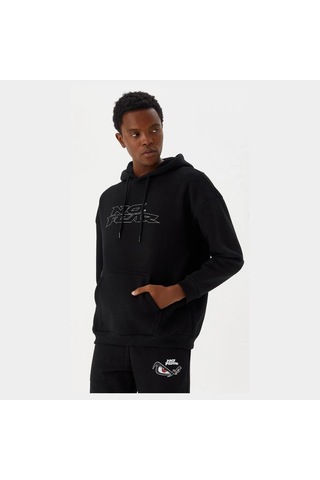 No Fear Erkek Sweatshirt Kapüşonlu Siyah Melanj M500271