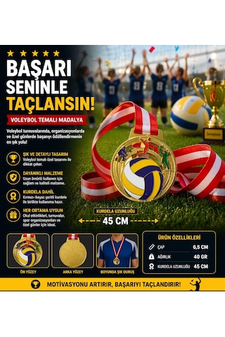 Avessa Mad-vol-1 Voleybol Figürlü Madalya 6,5 Cm Çok Renkli
