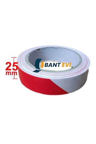 Yer İşaretleme Bandı 25mmx30metre Kırmızı Beyaz Zemin İşaretleme