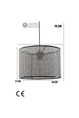 Wicker Siyah-beyaz Hasır Sarkıt Avize 38cm Siyah