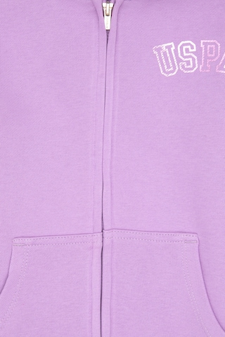 U.S. Polo Assn. Kız Çocuk Lila Kapüşonlu Fermuarlı Basic Sweatshirt 50316837-VR034