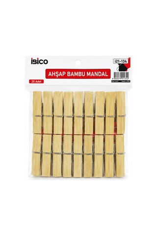 20pcs Büyük Ahşap Bambu Mandal 5570 Çok renkli