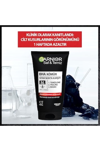 Garnier Skin Naturals Saf & Temiz Siyah Nokta Karşıtı Kömürlü 3'ü 1 Arada 1 X 150 Ml