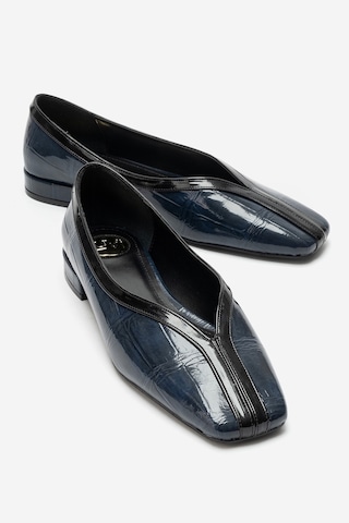 Luvi Shoes Helene Lacivert Baskı Kadın Babet Ayakkabı