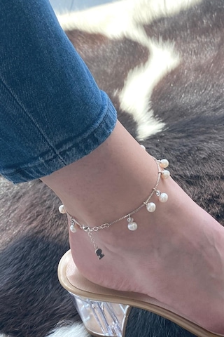 Doğal İnci Sallantılı Kadın Halhal Gümüş