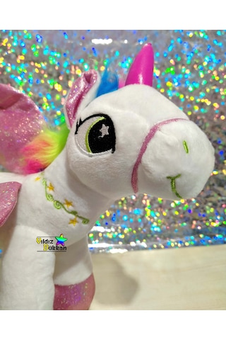 Sevimli Hayvan Peluş Oyuncak At Boynuzlu At Unicorn Pony 25Cm Byz