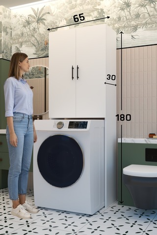 Terra İki Kapaklı Çamaşır Makinesi Dolabı Beyaz