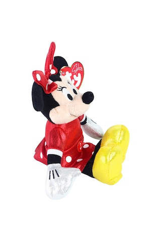 Ty Parlak Kırmızı Elbiseli Minnie Mouse Sesli Peluş 15 Cm.