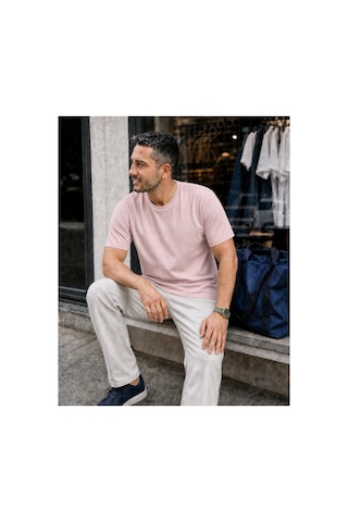 Modi Green Unisex Regular Fit Süprem Sıfır Yaka Kısa Kollu Tişört - Pudra