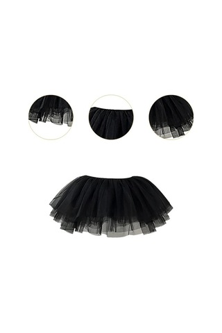 Fastbuy Sunték Kadın Tül Etek Çembersiz Bale Dansı Gelinlik Elbisesi Siyah Moda Güzellik Siyah