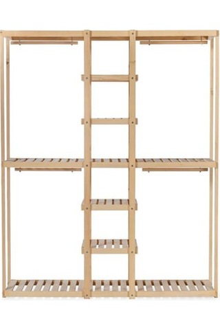 Doğal Ahşap Açık Elbise Dolabı Ahşap