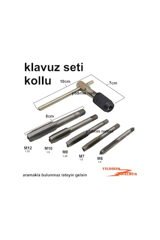 Klavuz Seti Kollu Civata Diş Açma Set 6 Parça Ekonomik Set Hss Kl