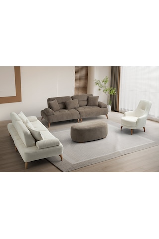 Riva Ahşap Ayaklı Beyaz Berjer Beyaz